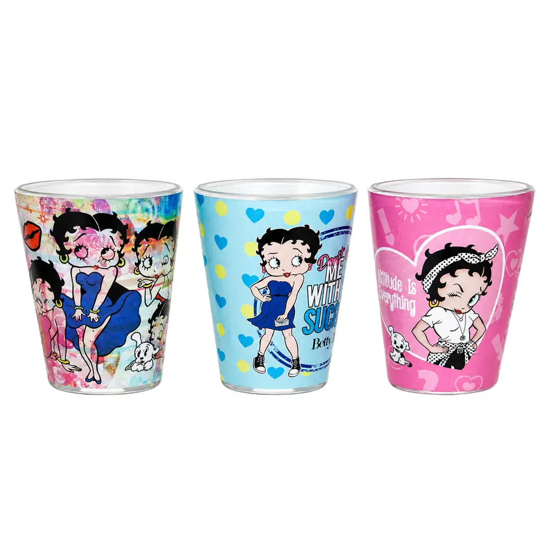 Lot de 3 verres à shot Beety Boop -collection multicolore